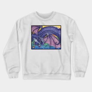 Purple Dragon Ferret - Black Outlined Version Crewneck Sweatshirt